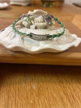 Lucky Braided Charm Bracelet Green Multicolor